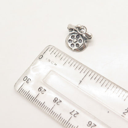 925 Sterling Silver Vintage Old Telephone 3D Charm Pendant