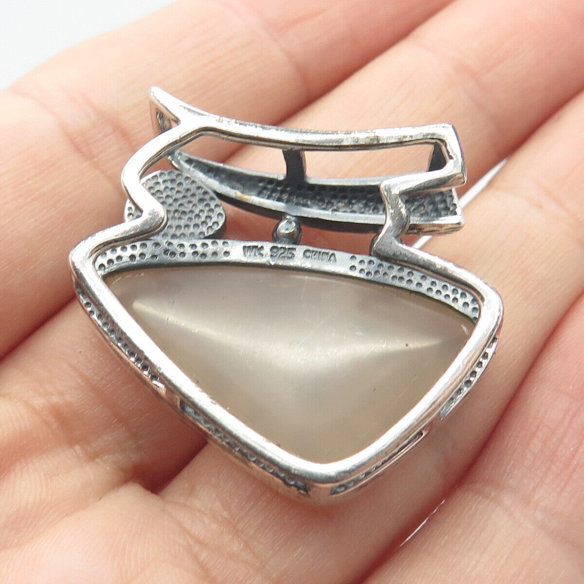 925 Sterling Silver Vintage Whitney Kelly Real Druzy & Opal Gem Slide Pendant