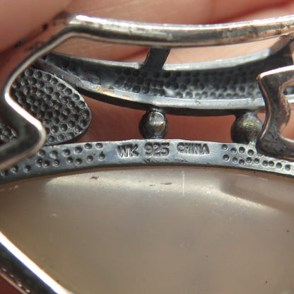 925 Sterling Silver Vintage Whitney Kelly Real Druzy & Opal Gem Slide Pendant