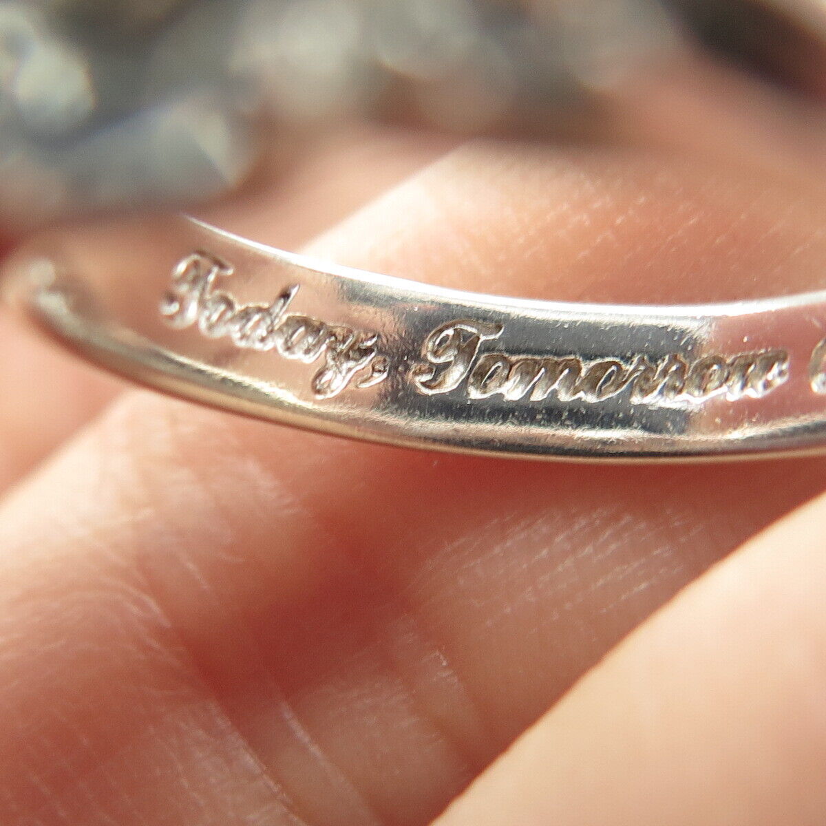 925 Sterling Silver Round-Cut C Z "Today Tomorrow & Always" Ring Size 6.75