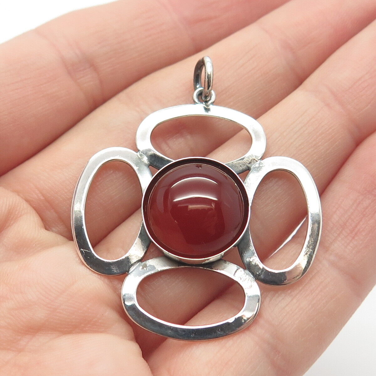 925 Sterling Silver Vintage Dublin The Jewellery House Carnelian Gem Pendant