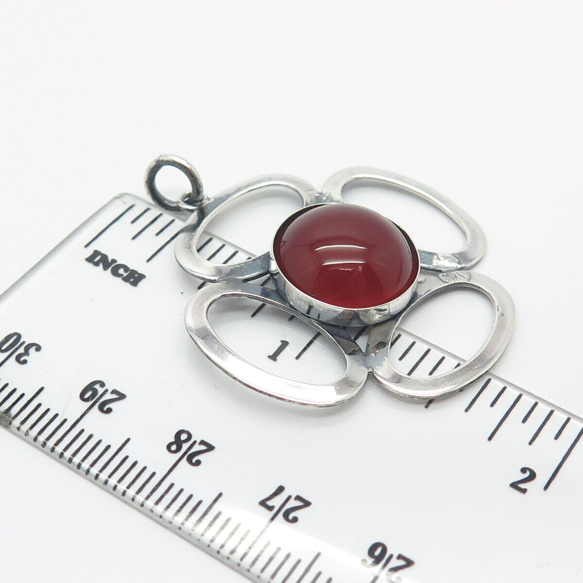 925 Sterling Silver Vintage Dublin The Jewellery House Carnelian Gem Pendant