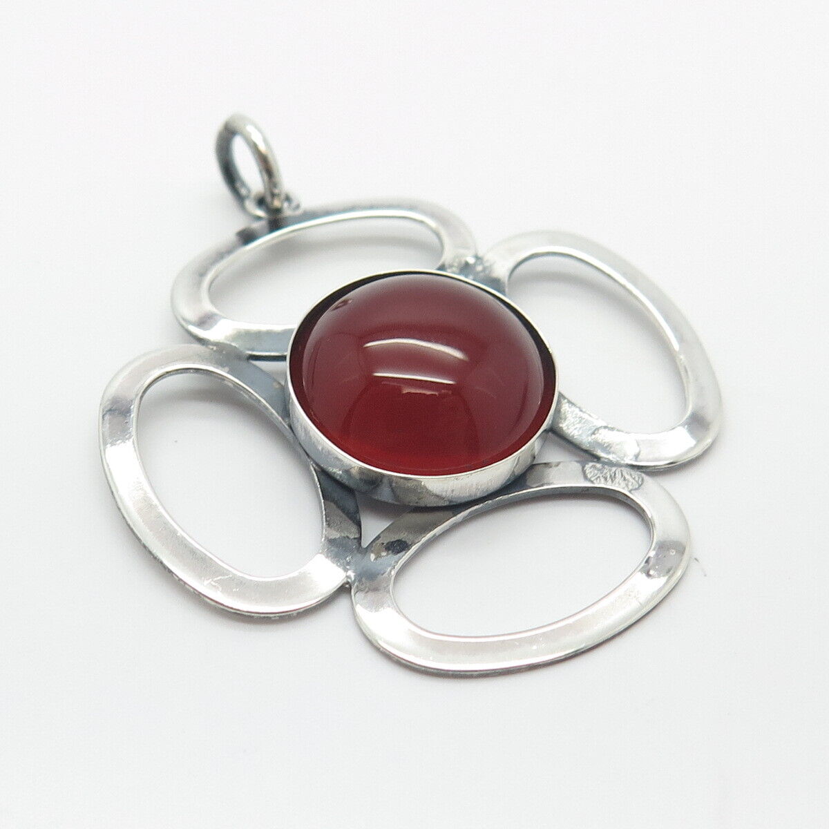 925 Sterling Silver Vintage Dublin The Jewellery House Carnelian Gem Pendant