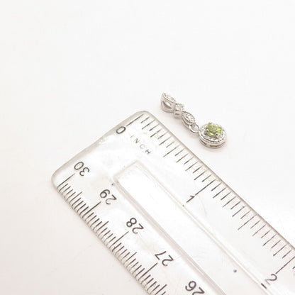 925 Sterling Silver Real Diamond Accent & Peridot Gem Charm Pendant