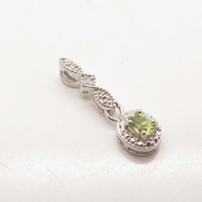 925 Sterling Silver Real Diamond Accent & Peridot Gem Charm Pendant