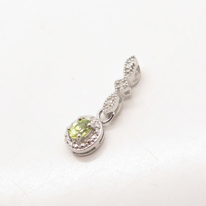 925 Sterling Silver Real Diamond Accent & Peridot Gem Charm Pendant