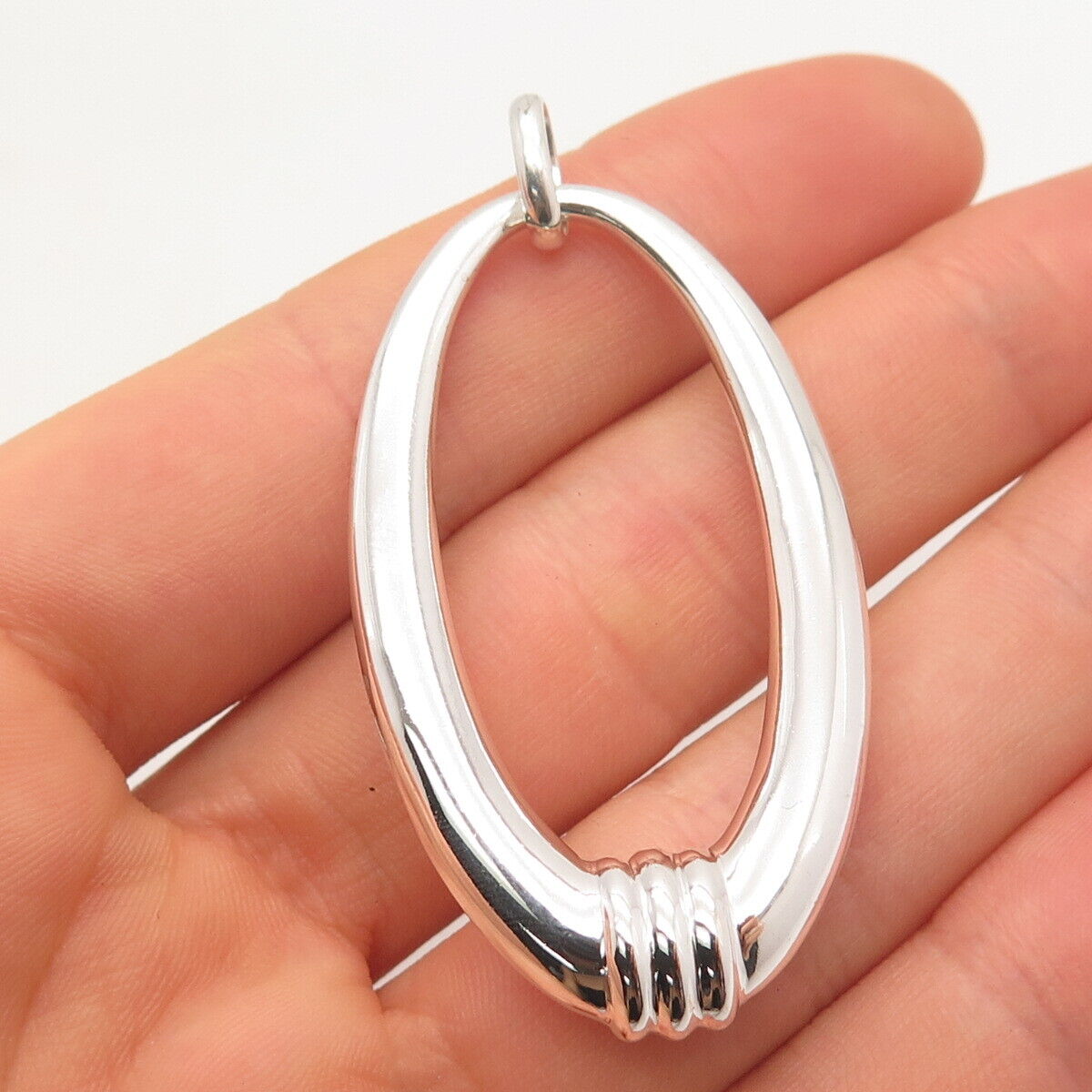 925 Sterling Silver Vintage Prime Art & Jewel Oval Pendant