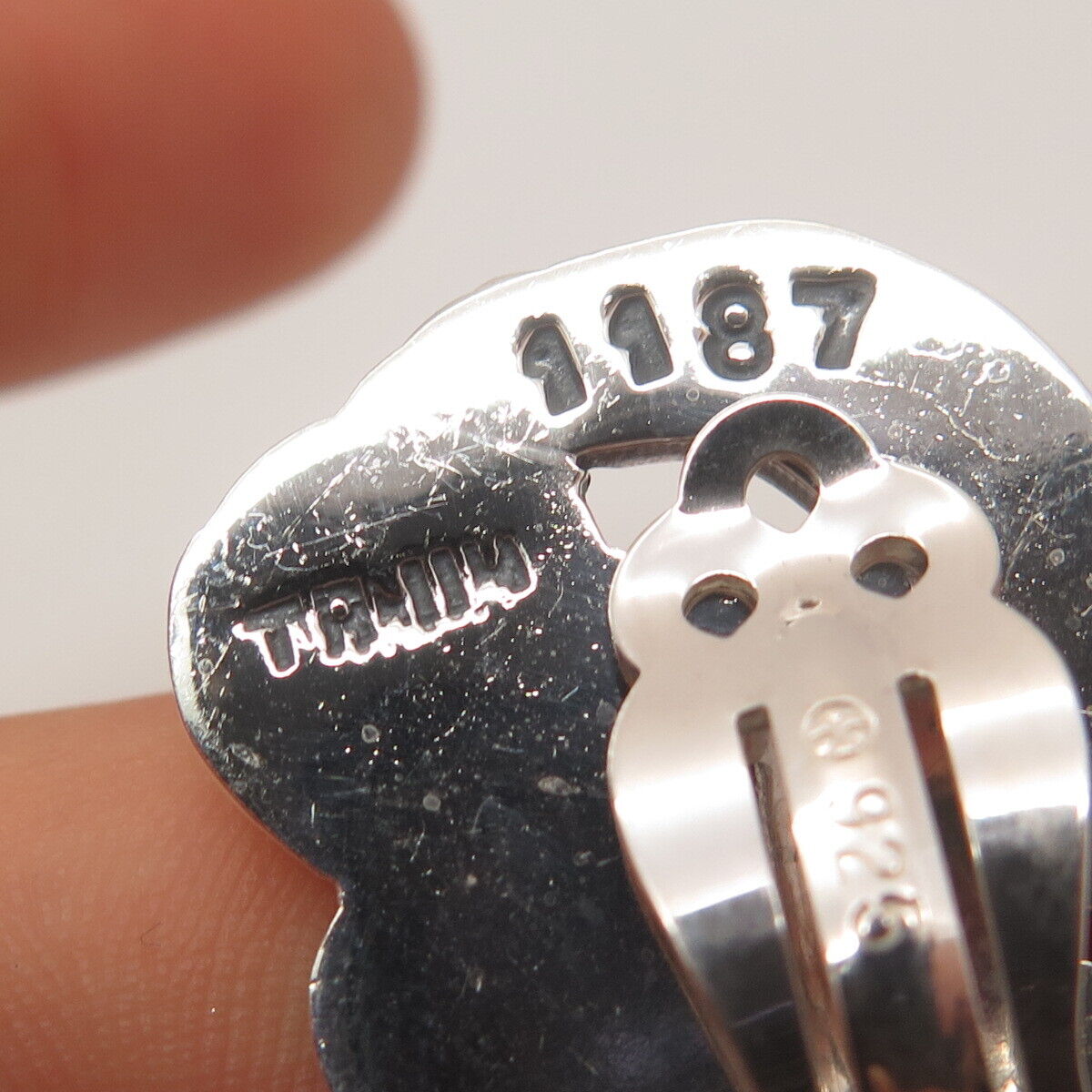 925 Sterling Silver Vintage Mexico Tribal Clip On Earrings