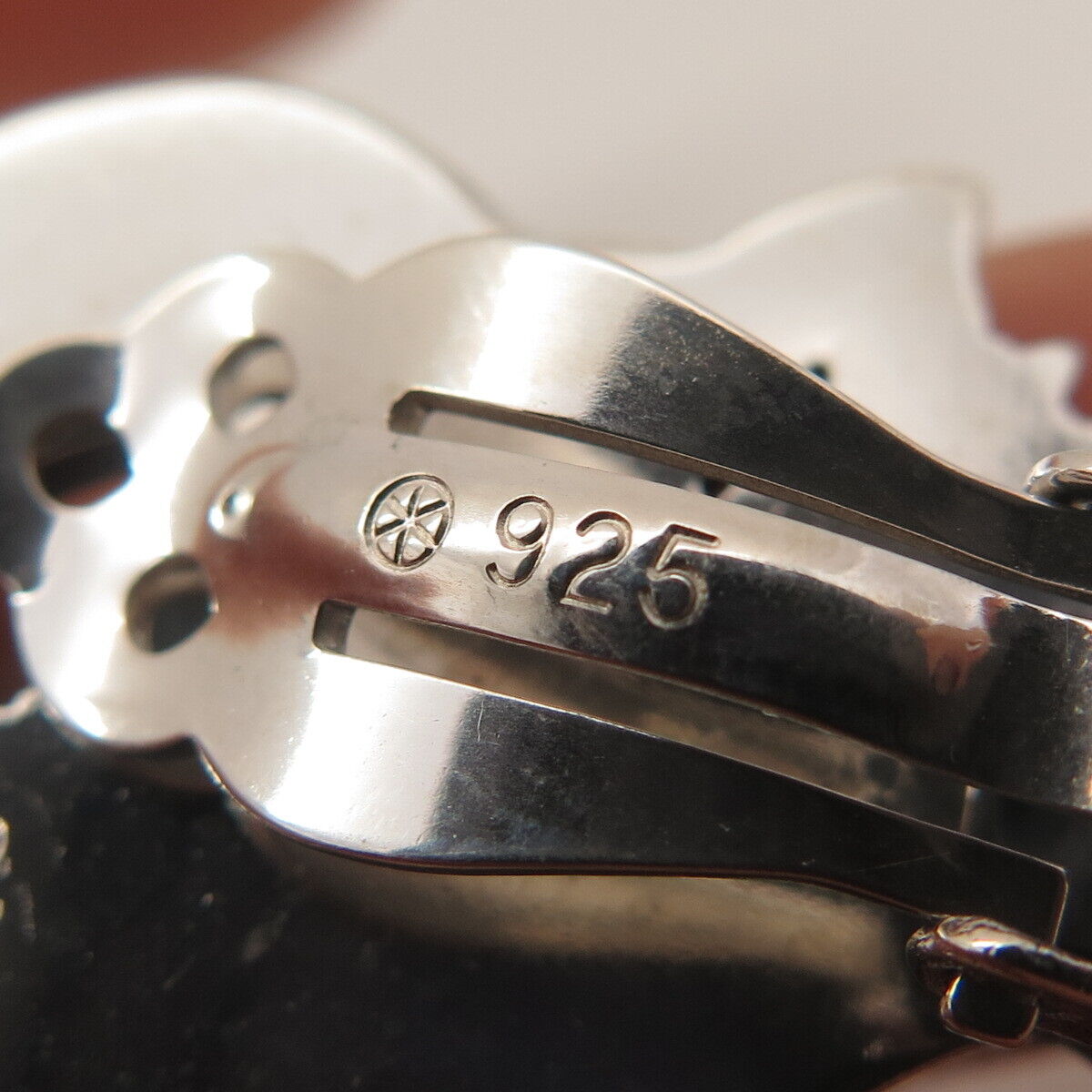 925 Sterling Silver Vintage Mexico Tribal Clip On Earrings