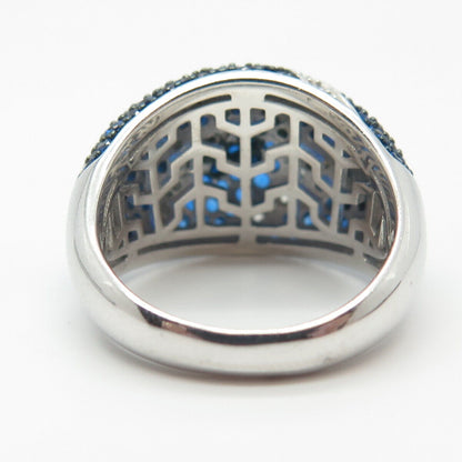 925 Sterling Silver White & Blue C Z Ring Size 7.25