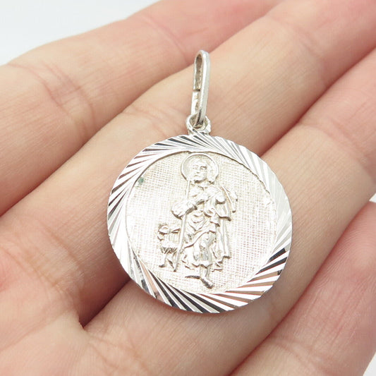 925 Sterling Silver Vintage Religious Theme Pendant