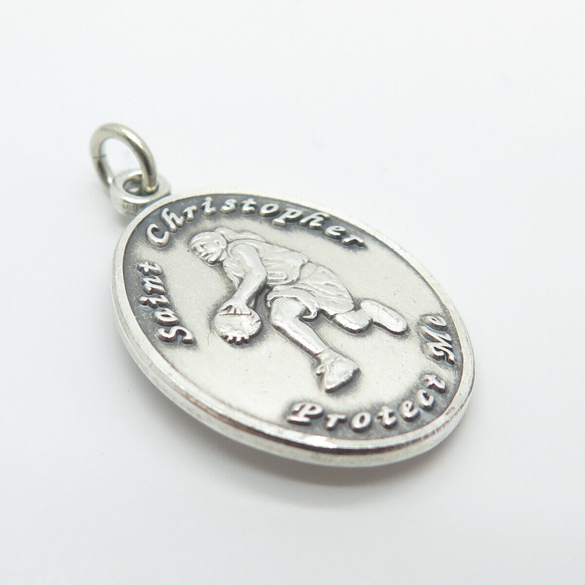 925 Sterling Silver Vintage St. Christopher Religious Pendant