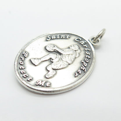 925 Sterling Silver Vintage St. Christopher Religious Pendant