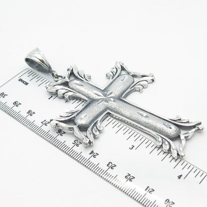 925 Sterling Silver Vintage Ornate Religious Cross Pendant