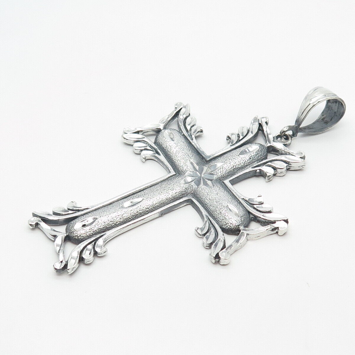 925 Sterling Silver Vintage Ornate Religious Cross Pendant