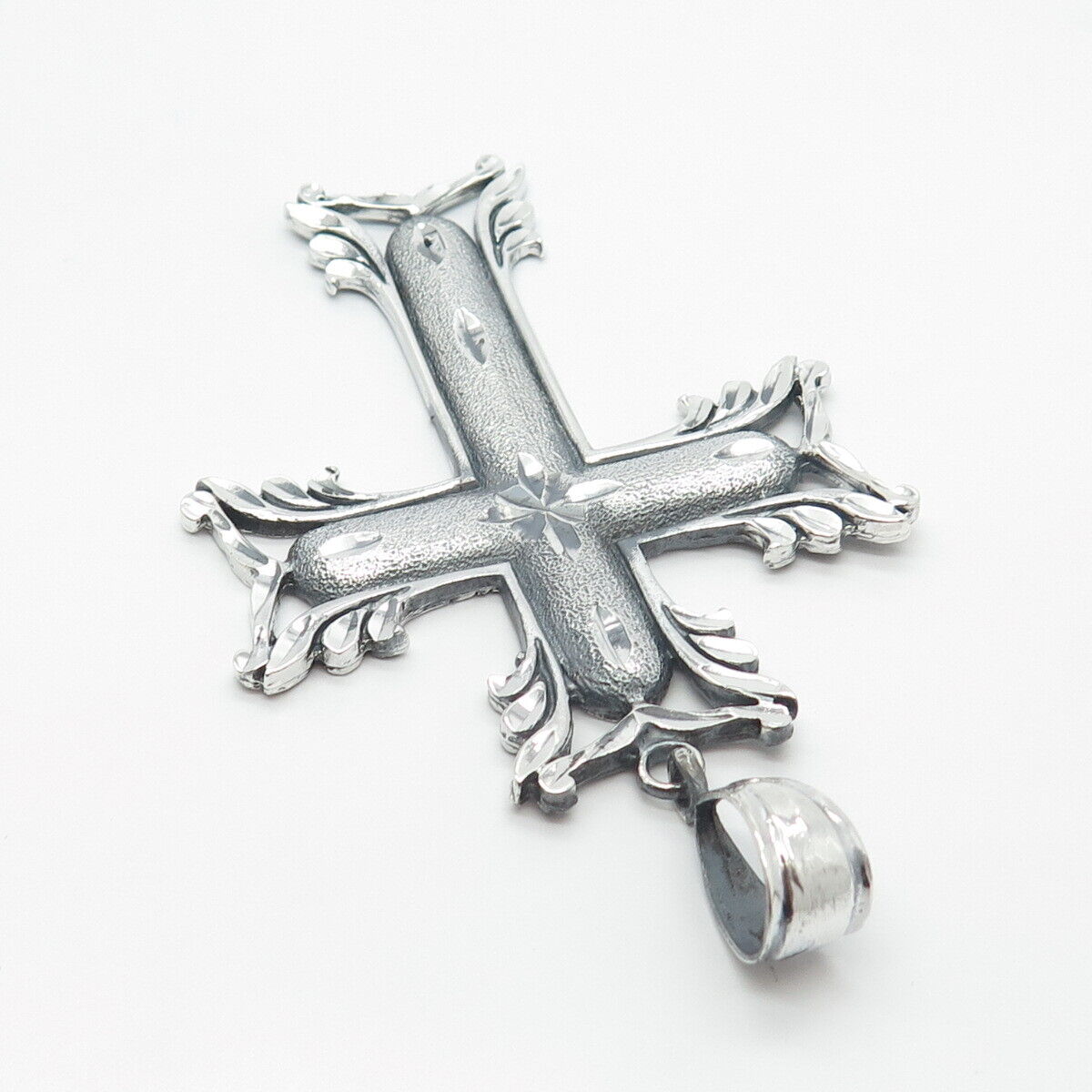 925 Sterling Silver Vintage Ornate Religious Cross Pendant