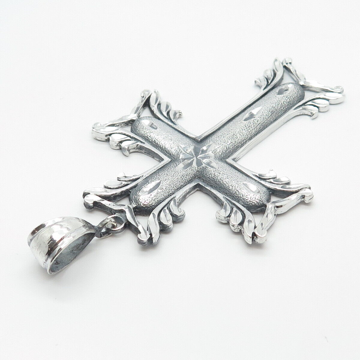 925 Sterling Silver Vintage Ornate Religious Cross Pendant