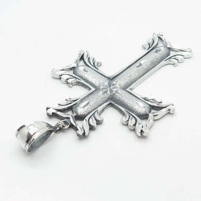 925 Sterling Silver Vintage Ornate Religious Cross Pendant