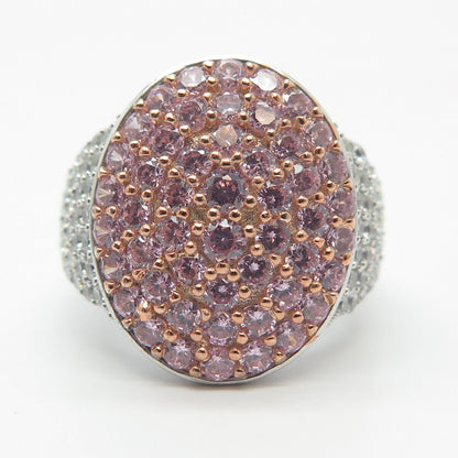 925 Sterling Silver PJC Pink C Z Oval Ring Size 6.75