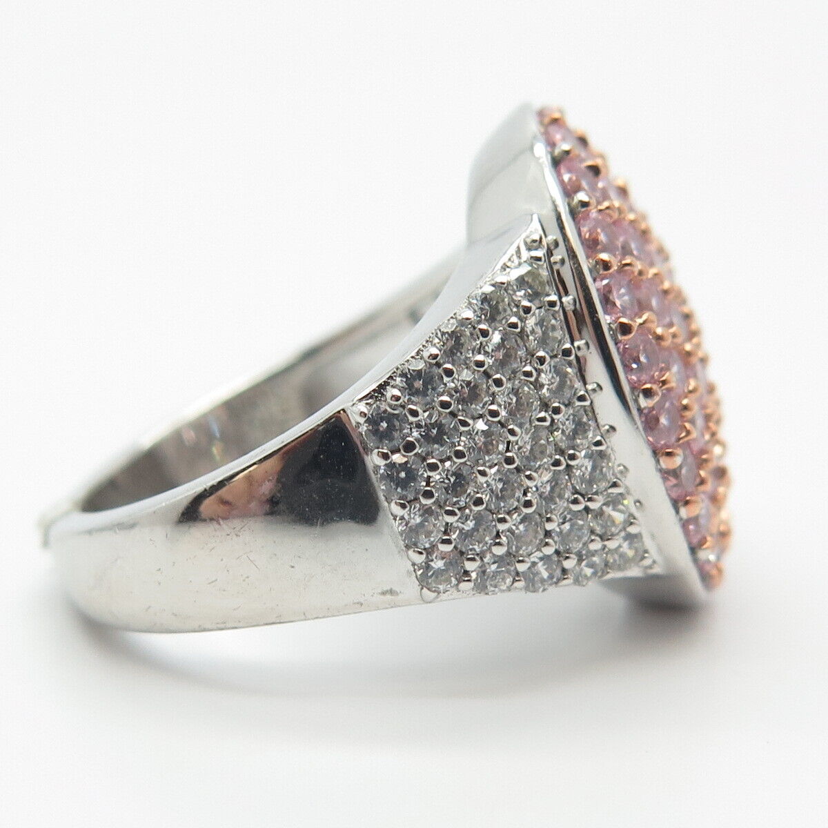 925 Sterling Silver PJC Pink C Z Oval Ring Size 6.75