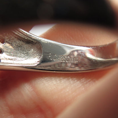 925 Sterling Silver PJC Pink C Z Oval Ring Size 6.75