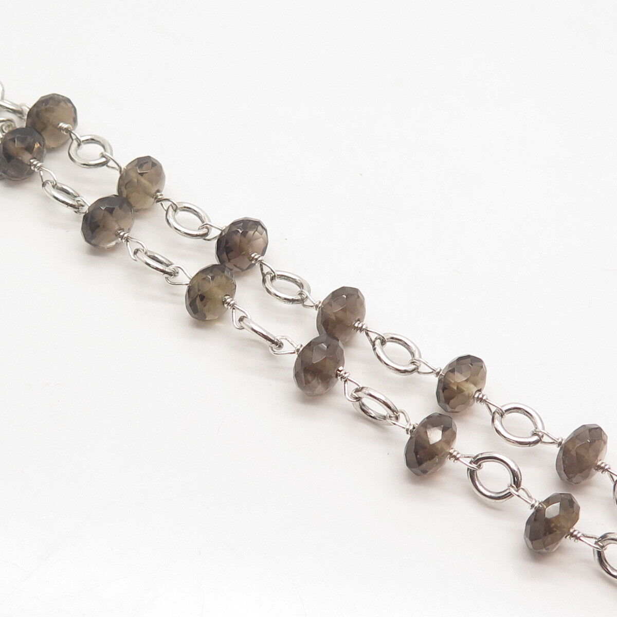 925 Sterling Silver Smoky Quartz "Taken Available" Heart Bead Chain Necklace 16"