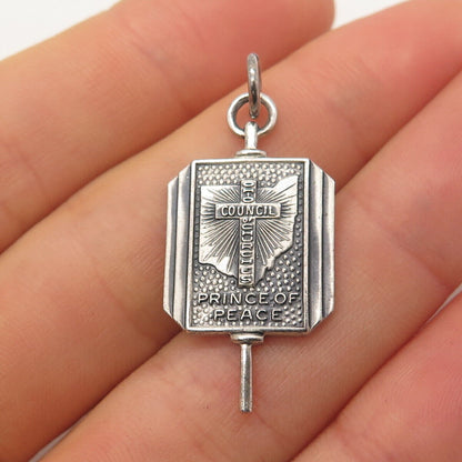 925 Sterling Silver Vintage Balfour "Prince of Peace" Cross Charm Pendant