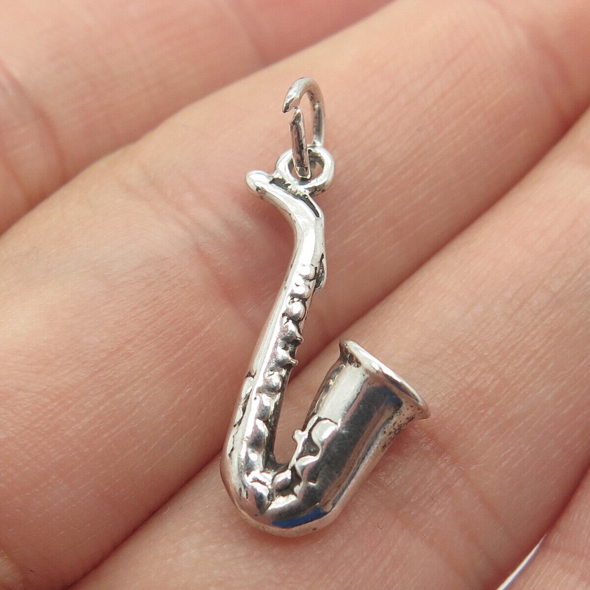 925 Sterling Silver Vintage Saxophone Musical Instrument Charm Pendant