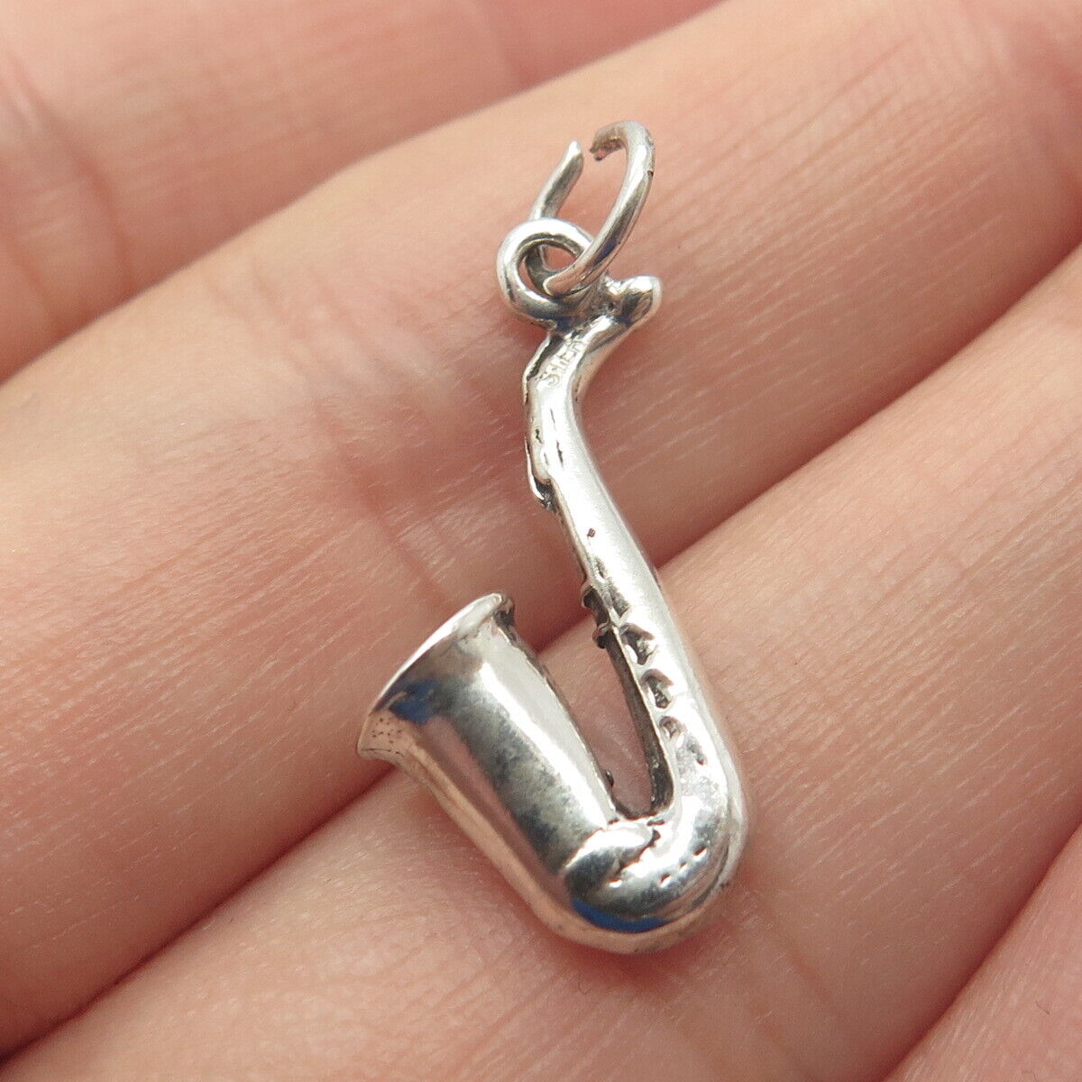 925 Sterling Silver Vintage Saxophone Musical Instrument Charm Pendant