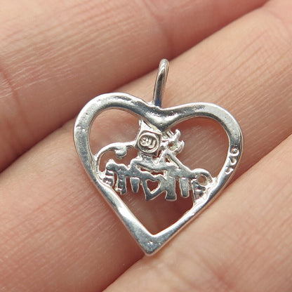 925 Sterling Silver Vintage "Mom" Love Heart Pendant