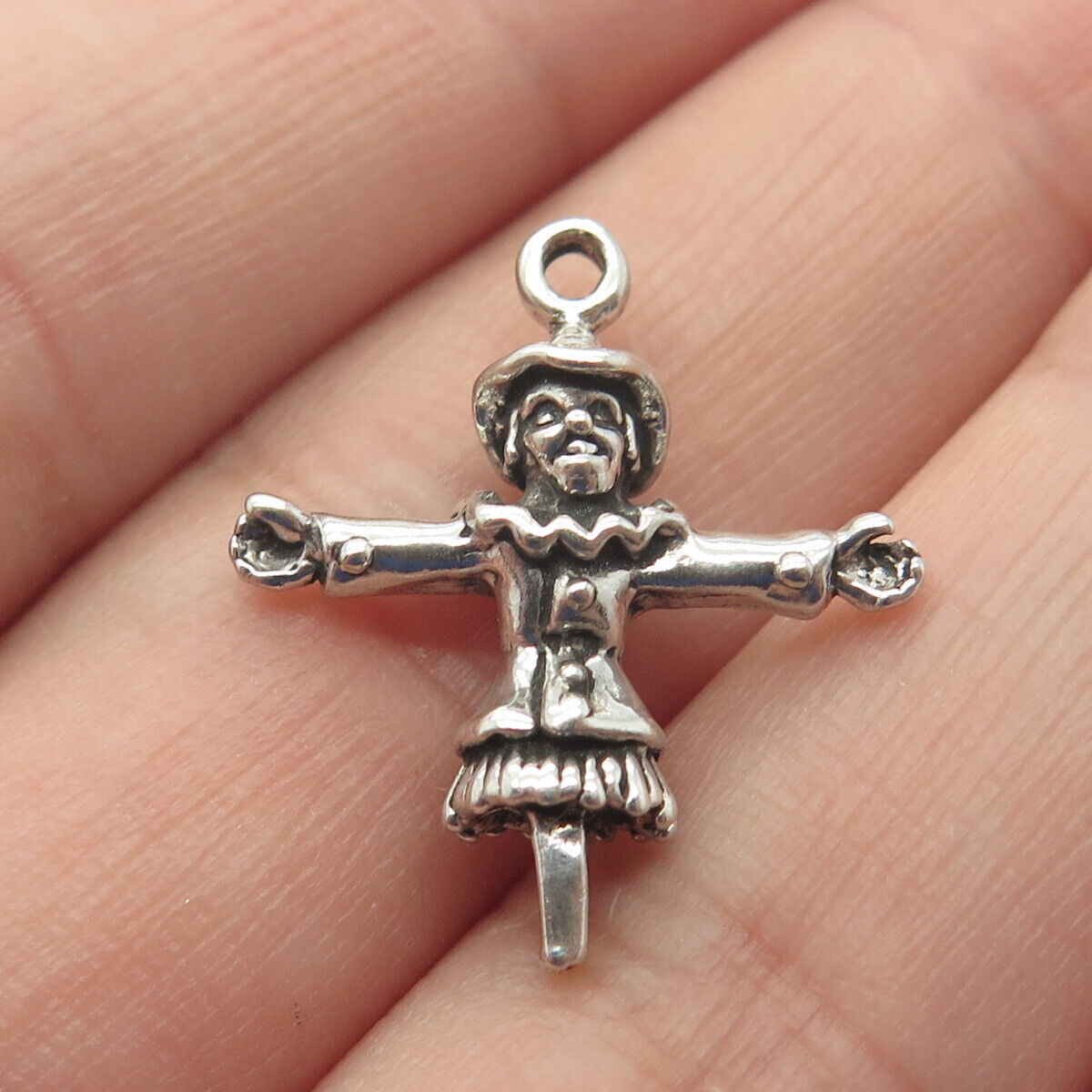 925 Sterling Silver Vintage Sunwest Scarecrow 3D Charm Pendant