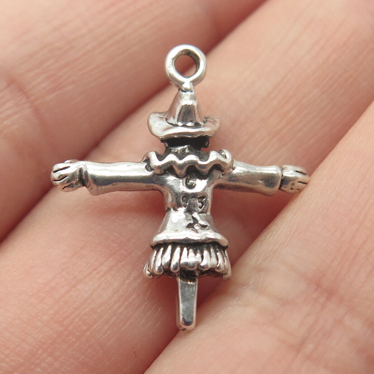 925 Sterling Silver Vintage Sunwest Scarecrow 3D Charm Pendant