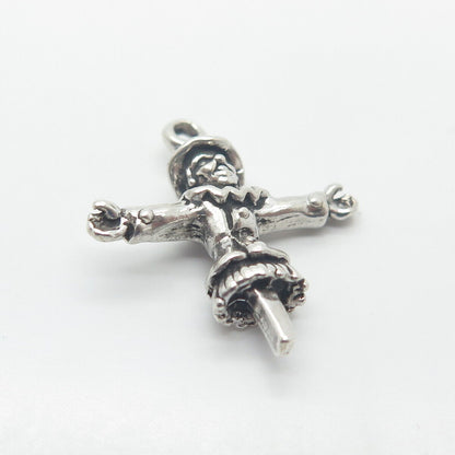 925 Sterling Silver Vintage Sunwest Scarecrow 3D Charm Pendant