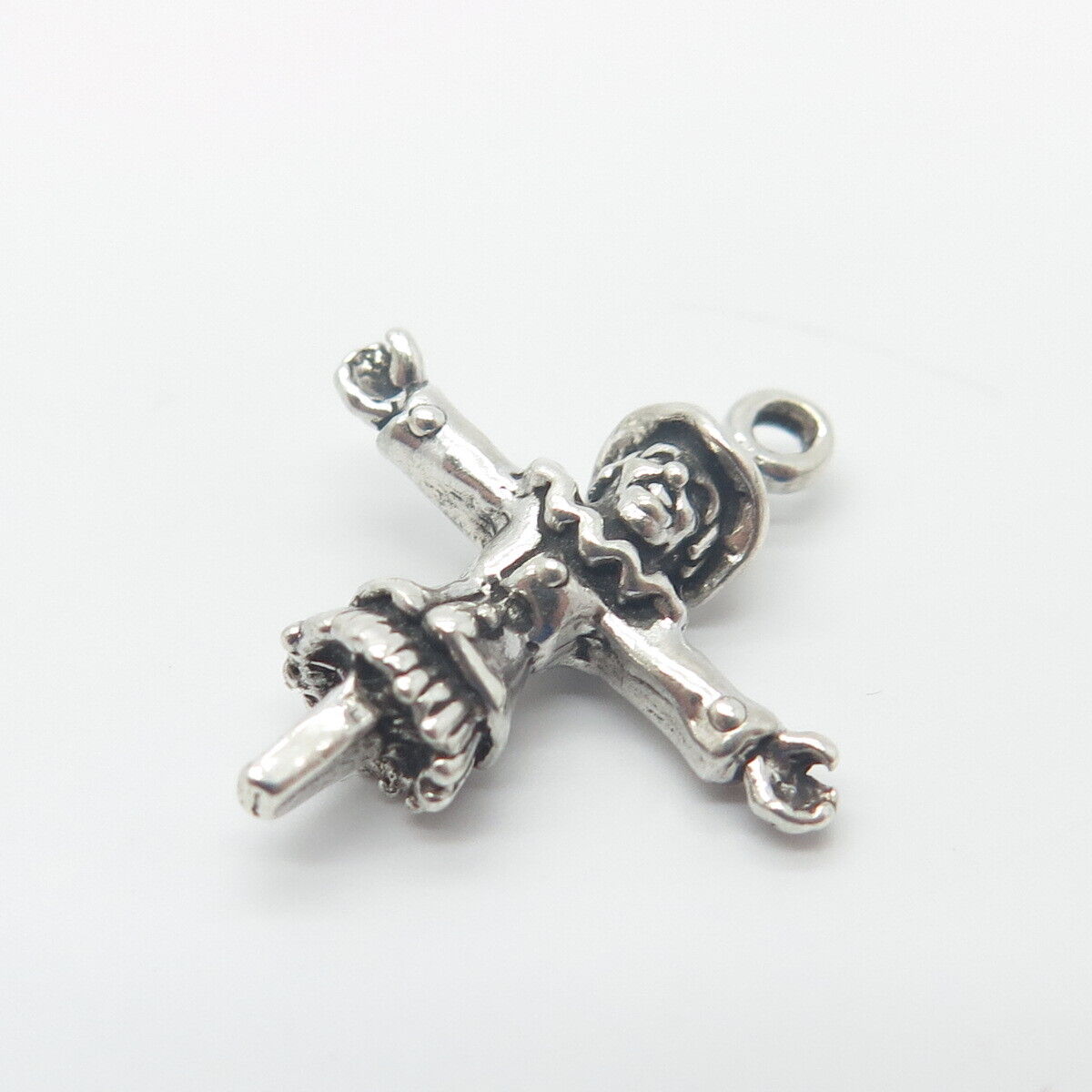 925 Sterling Silver Vintage Sunwest Scarecrow 3D Charm Pendant