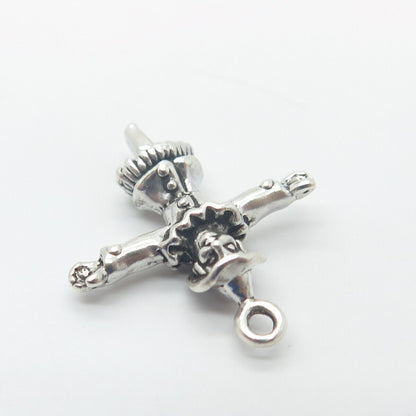 925 Sterling Silver Vintage Sunwest Scarecrow 3D Charm Pendant