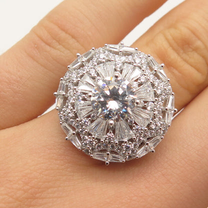 925 Sterling Silver Pave C Z Ring Size 7