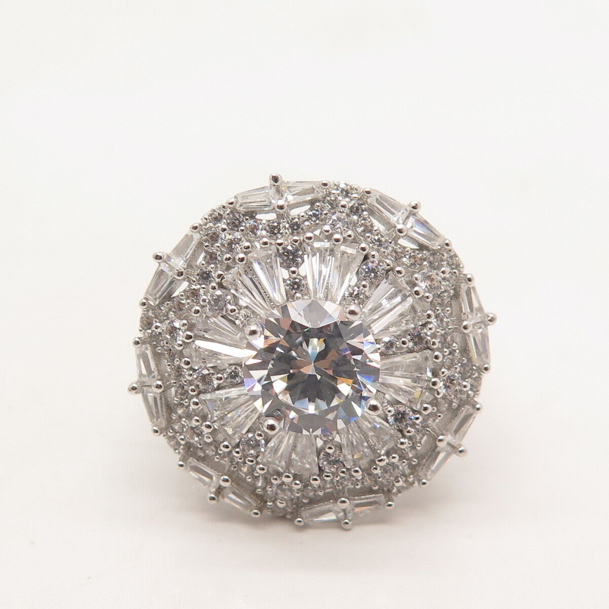 925 Sterling Silver Pave C Z Ring Size 7