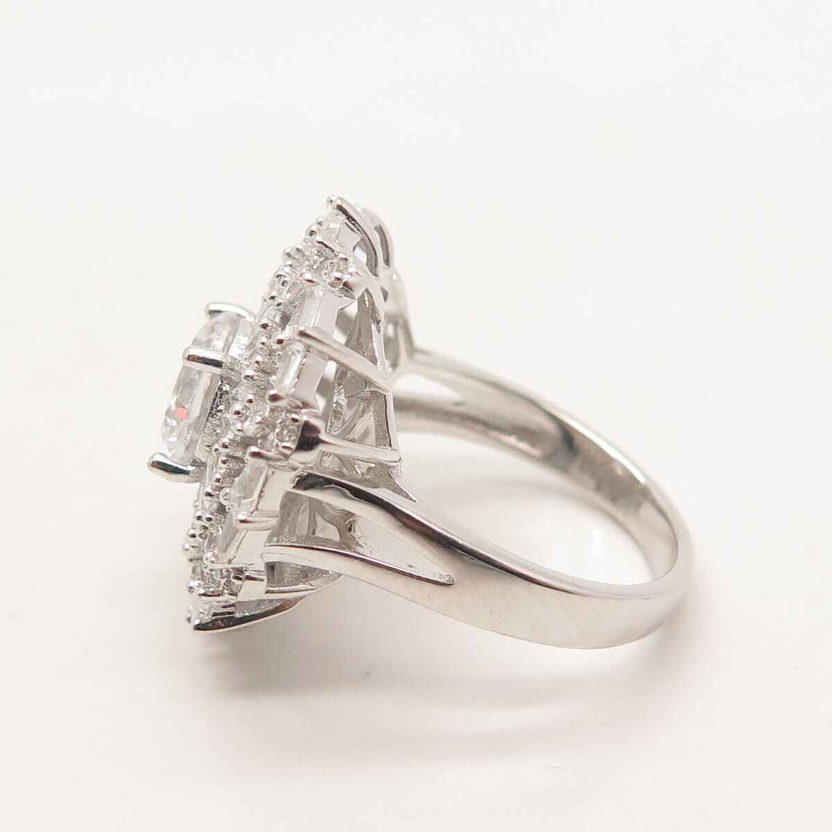 925 Sterling Silver Pave C Z Ring Size 7