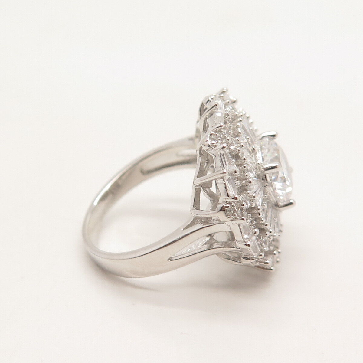 925 Sterling Silver Pave C Z Ring Size 7