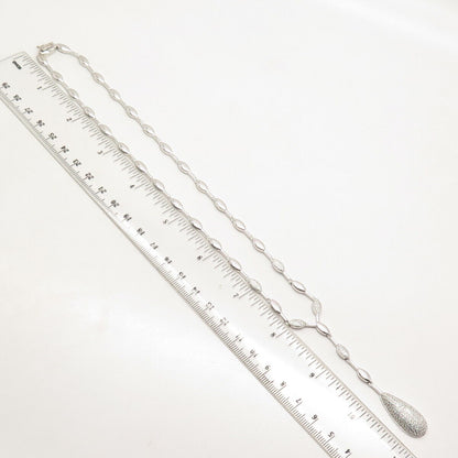 925 Sterling Silver Pave C Z Bowling Pin Chain Necklace 16"