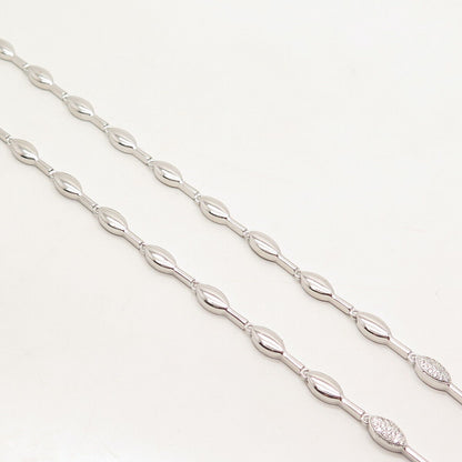 925 Sterling Silver Pave C Z Bowling Pin Chain Necklace 16"