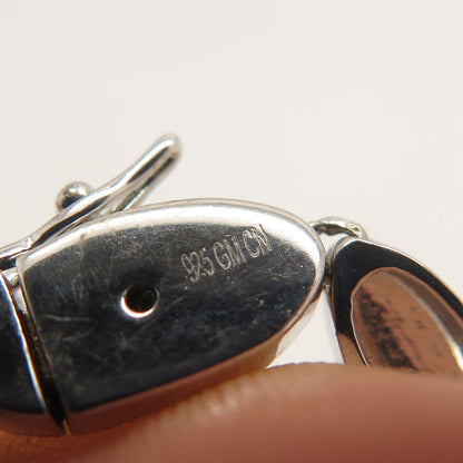 925 Sterling Silver Pave C Z Bowling Pin Chain Necklace 16"