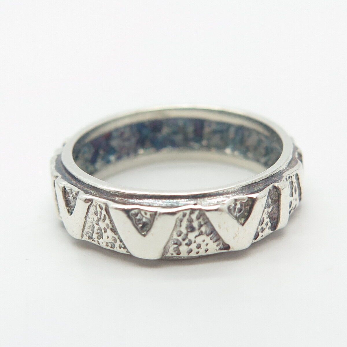 925 Sterling Silver Vintage Roman Numerals Band Ring Size 5