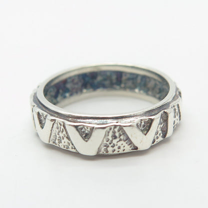 925 Sterling Silver Vintage Roman Numerals Band Ring Size 5