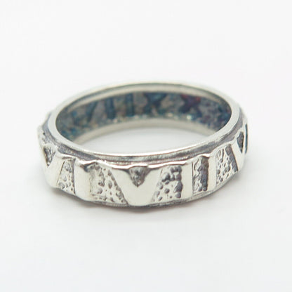 925 Sterling Silver Vintage Roman Numerals Band Ring Size 5