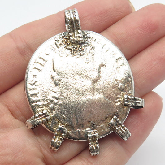 896 Silver Antique 1785 Mexican Real Carlos III Coin Pendant