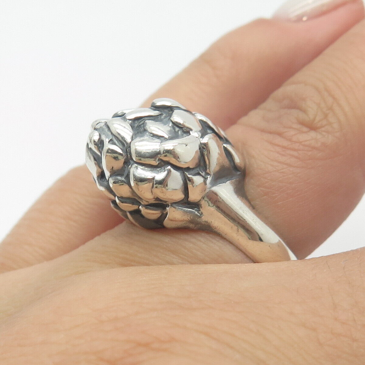 925 Sterling Silver Vintage Fir-cone Ring Size 5.5