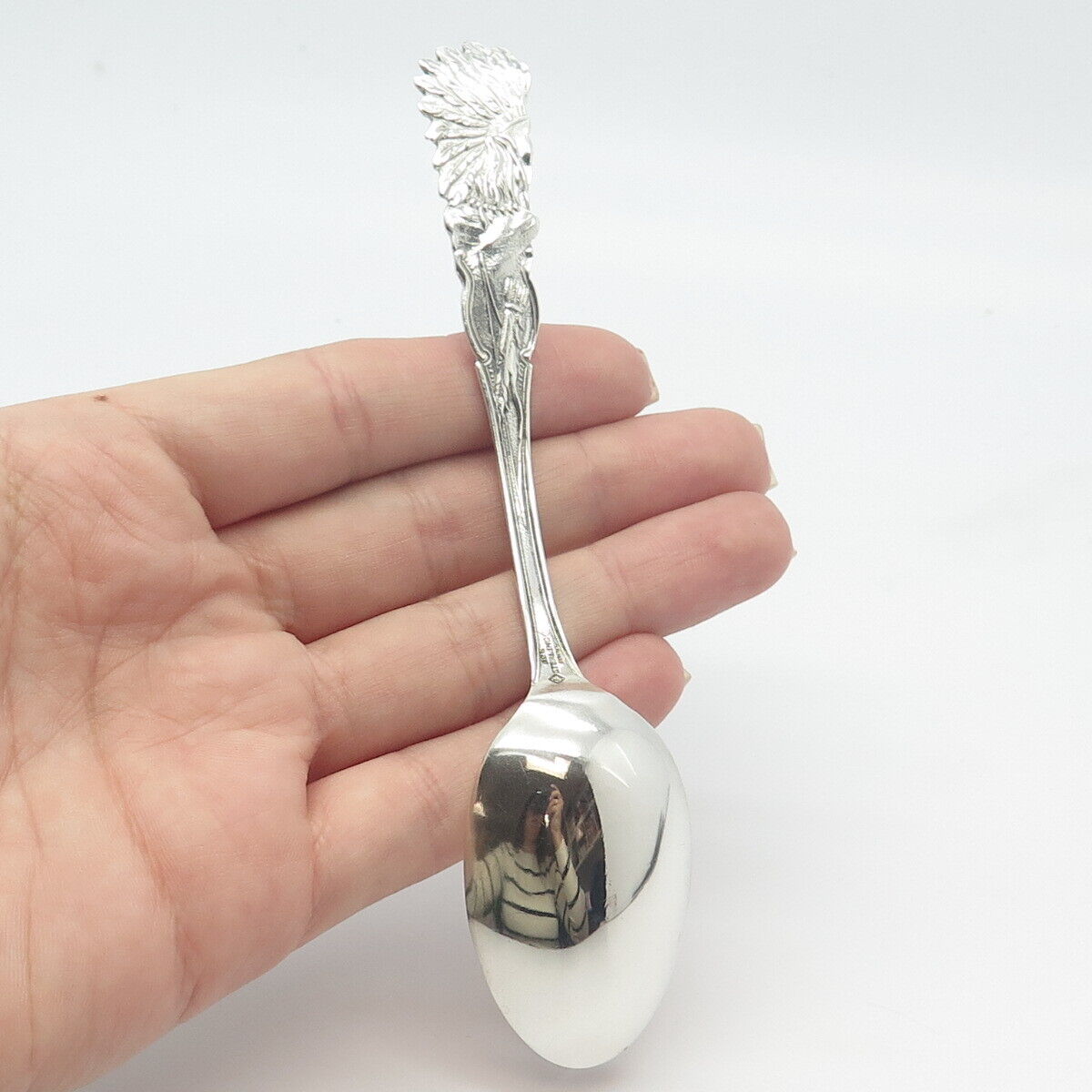 925 Sterling Silver Vintage Riverhead N.Y. Demitasse Tribal God Spoon