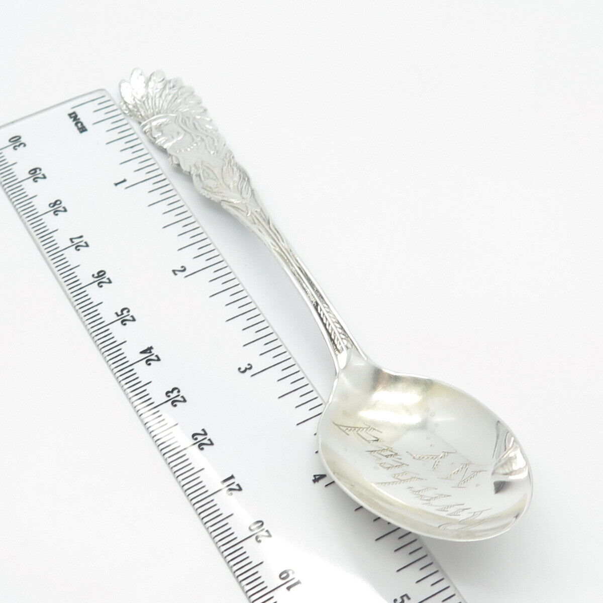 925 Sterling Silver Vintage Riverhead N.Y. Demitasse Tribal God Spoon