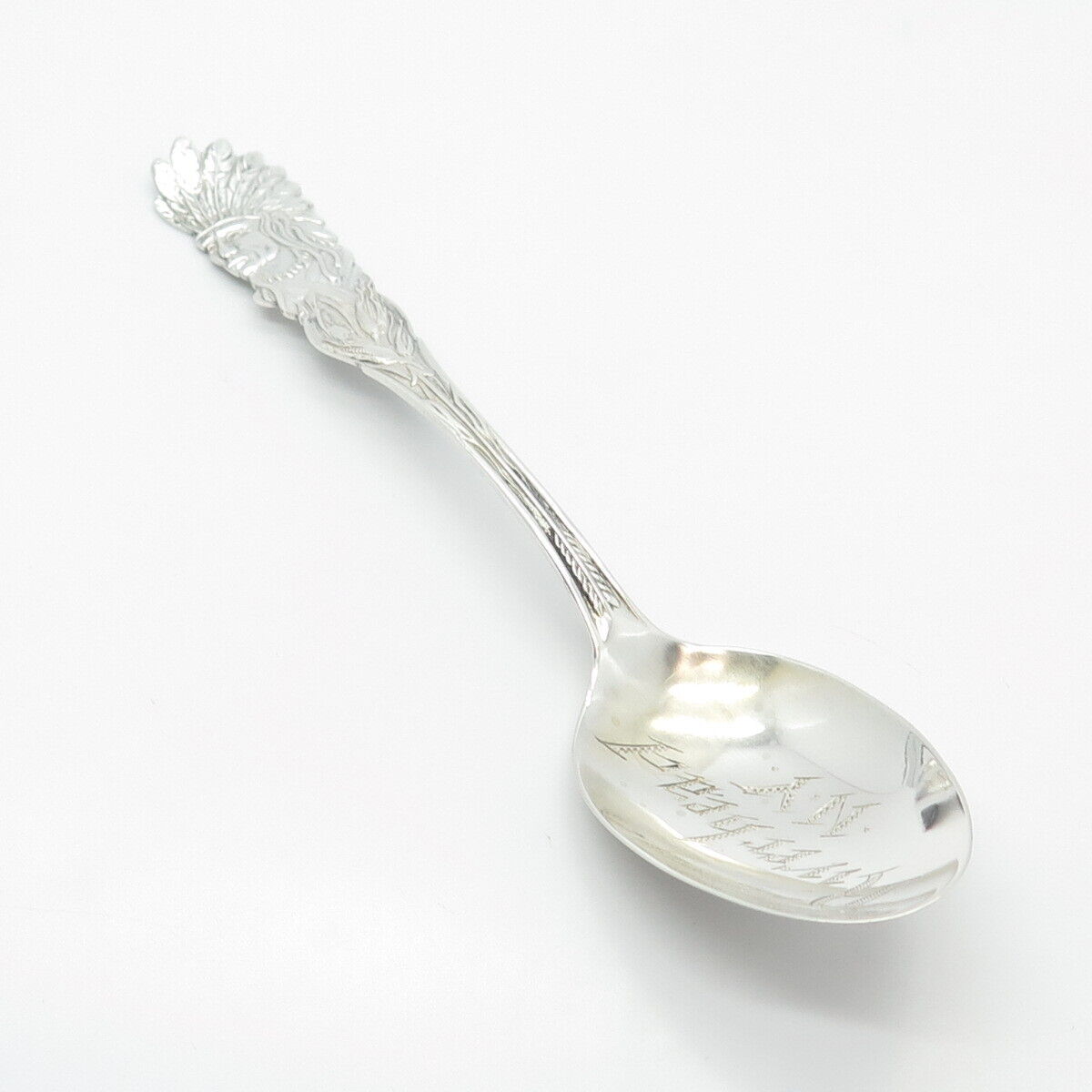 925 Sterling Silver Vintage Riverhead N.Y. Demitasse Tribal God Spoon